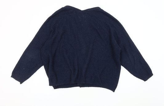 ONLY Women's Blue Open-Knit Open Front Cardigan L