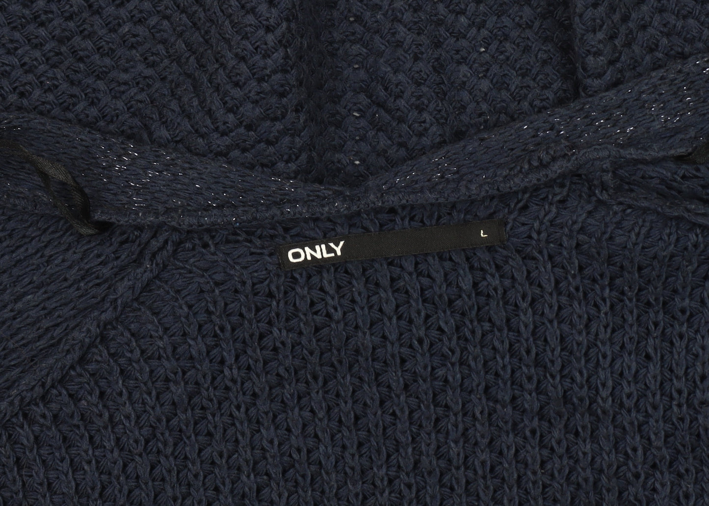 ONLY Women's Blue Open-Knit Open Front Cardigan L