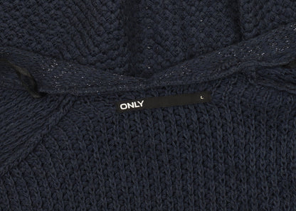 ONLY Women's Blue Open-Knit Open Front Cardigan L