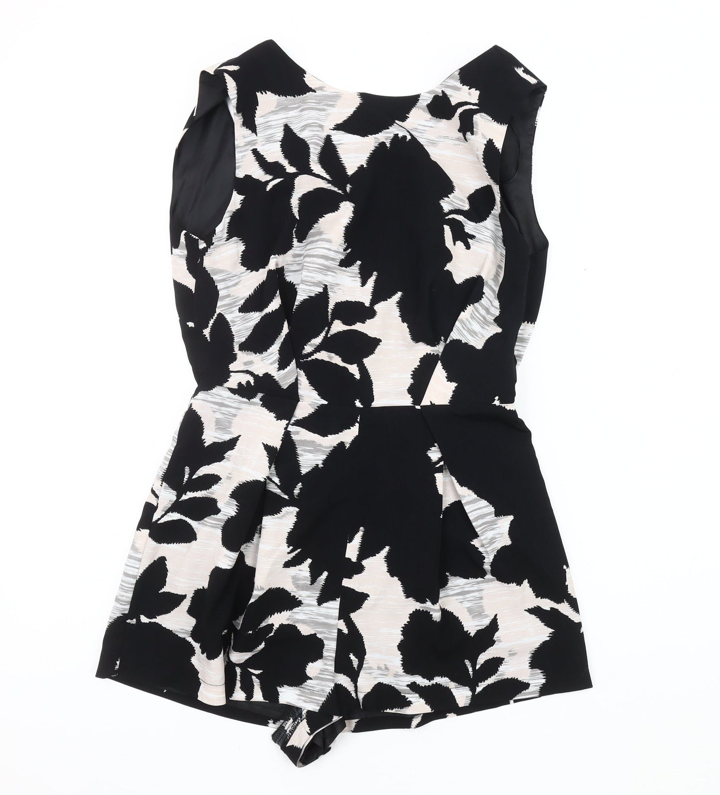Topshop Women's Black Floral Playsuit - Size 8