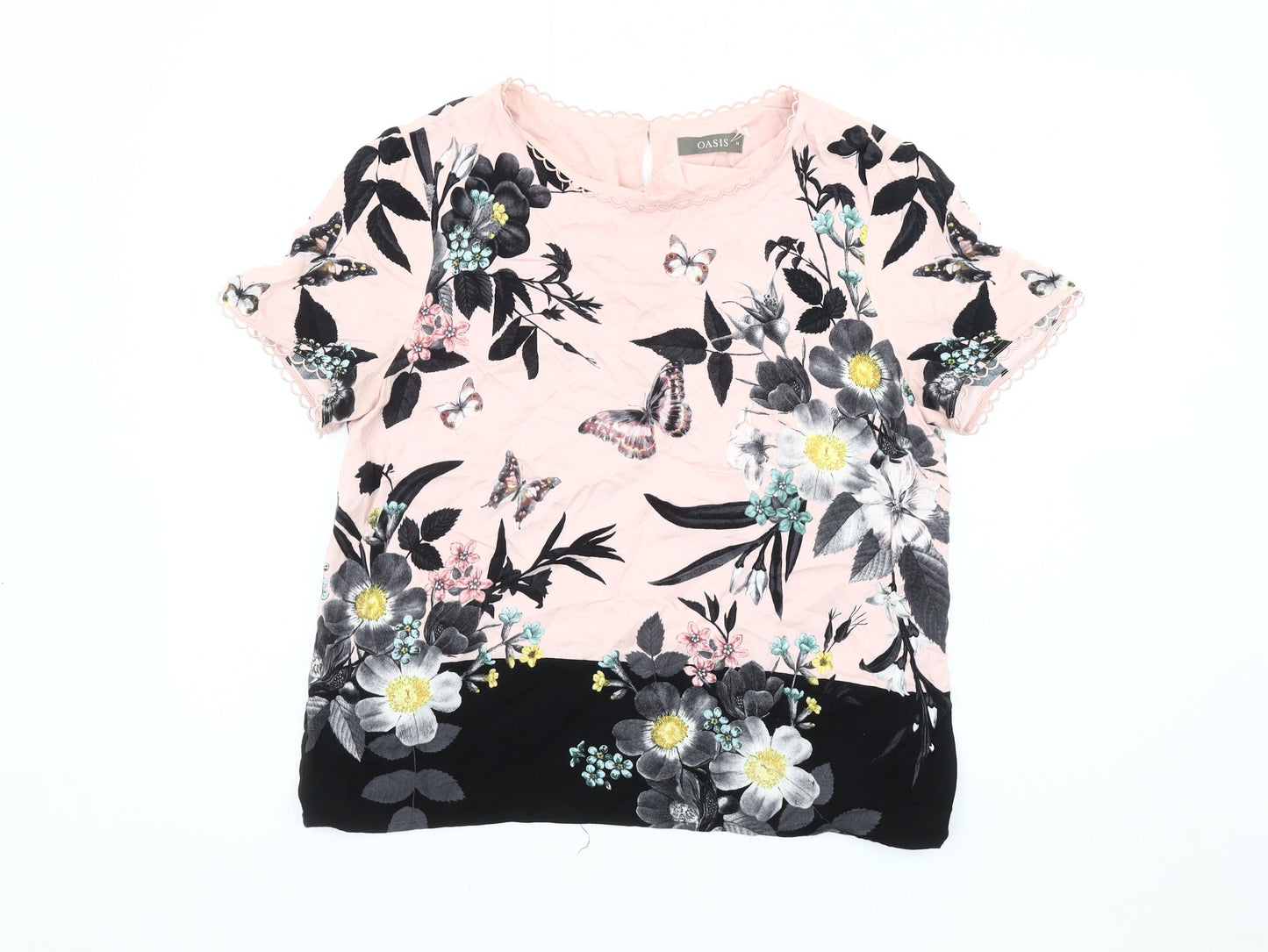 Womens UK Size 14 Oasis Multicoloured Basic T-Shirt