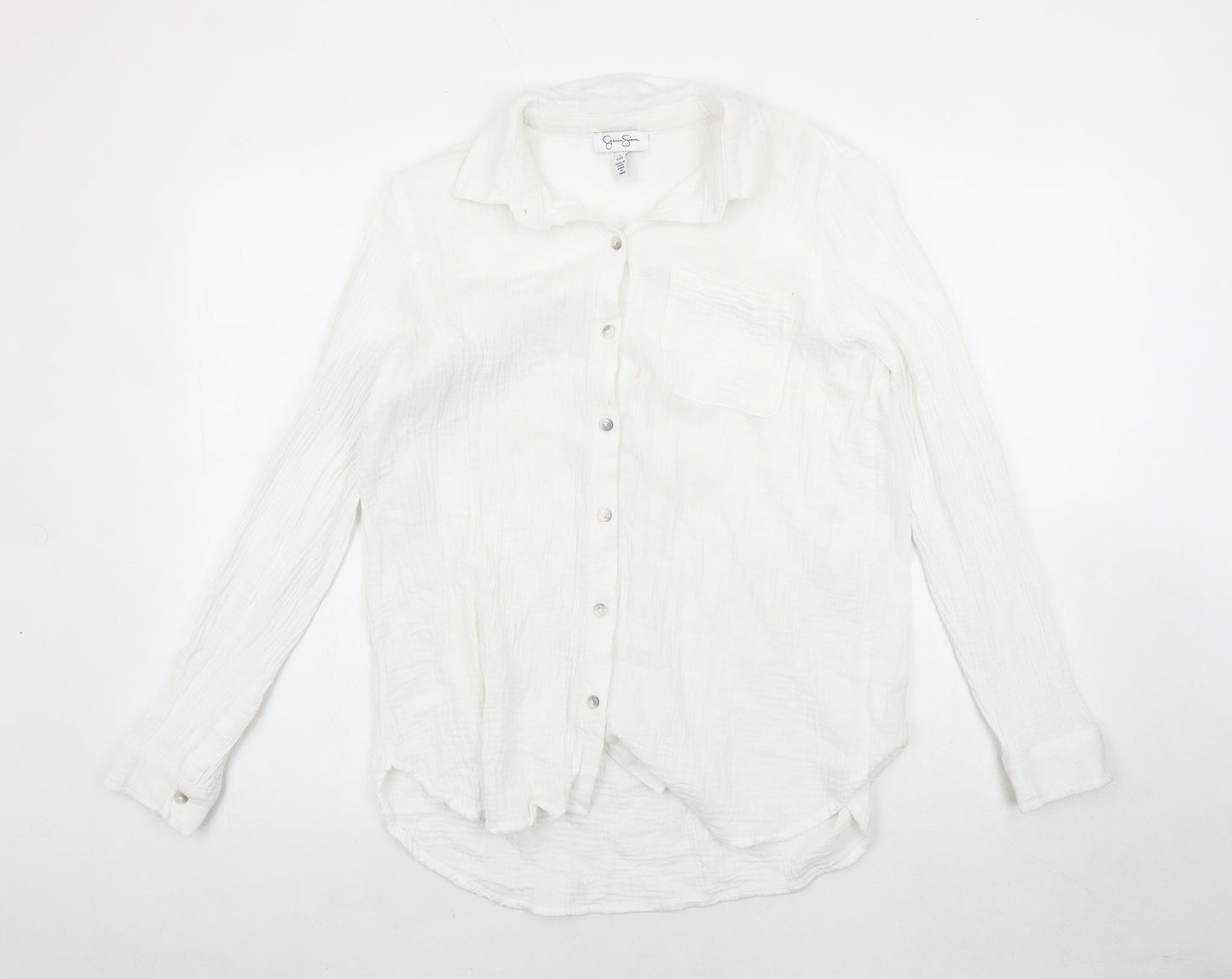 Jessica Simpson Unisex White Cotton Button-Up Shirt S