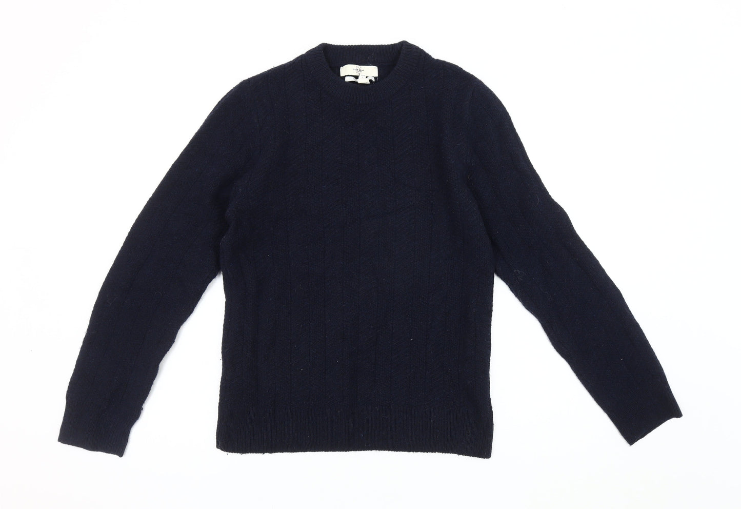 River Island Men's Blue XS Cable-Knit Pullover Jumper