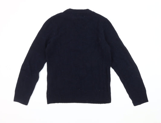 River Island Men's Blue XS Cable-Knit Pullover Jumper