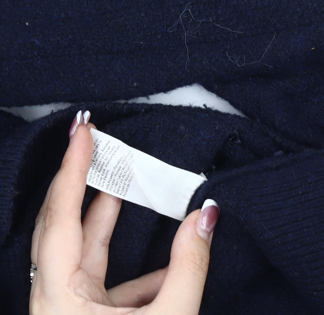 River Island Men's Blue XS Cable-Knit Pullover Jumper