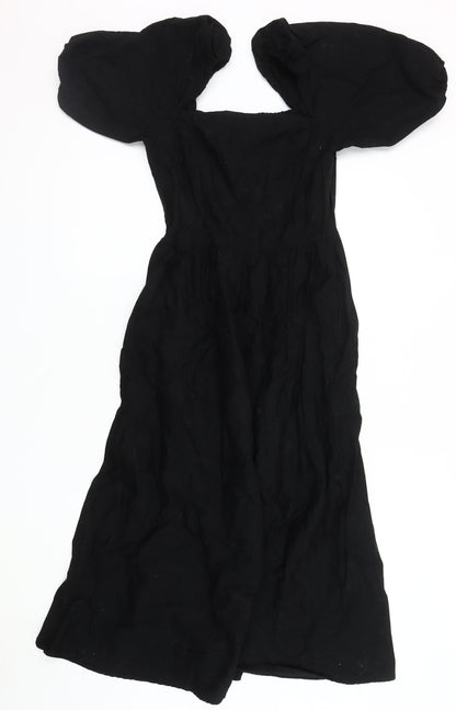 H&M Women's Black Puff Sleeve Dress Size 8