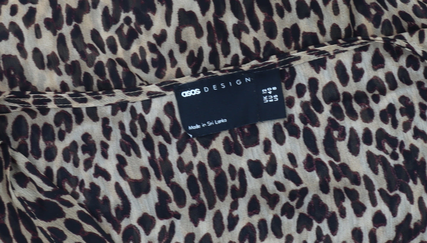 Womens UK Size 12 ASOS DESIGN Brown Wrap Blouse