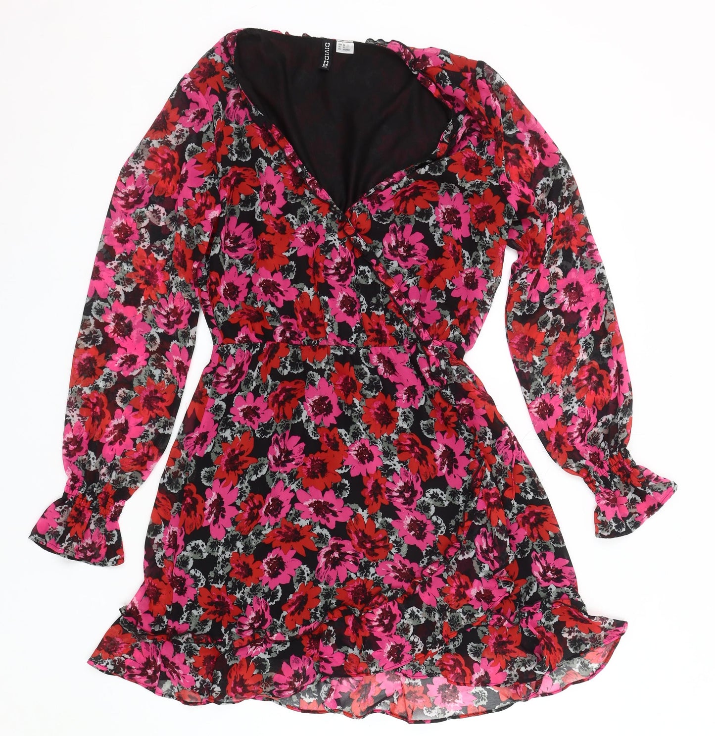 H&M Women's Multicoloured V-Neck Wrap Dress Size 10