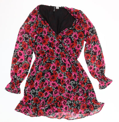H&M Women's Multicoloured V-Neck Wrap Dress Size 10