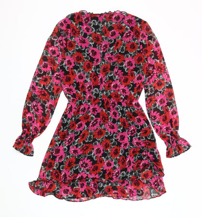 H&M Women's Multicoloured V-Neck Wrap Dress Size 10