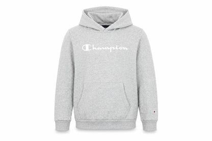 Front view of Champion boys’ grey pullover hoodie, age 14, cotton blend