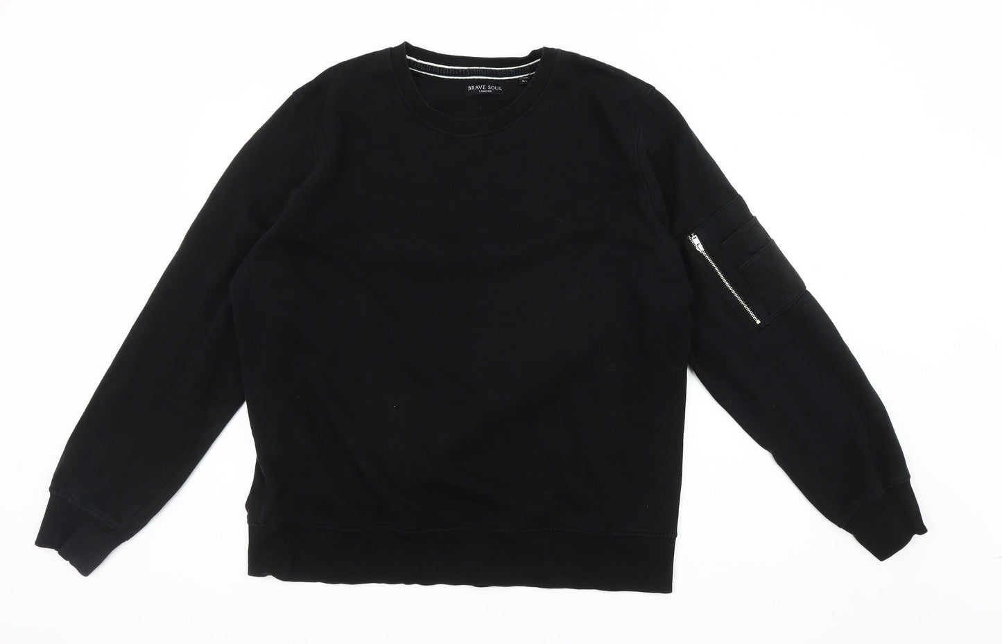 Mens UK Size XL Brave Soul Black Pullover Sweatshirt