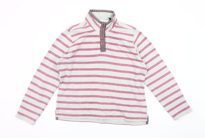 Seasalt Women's Pink Henley Striped Sweatshirt Size 12