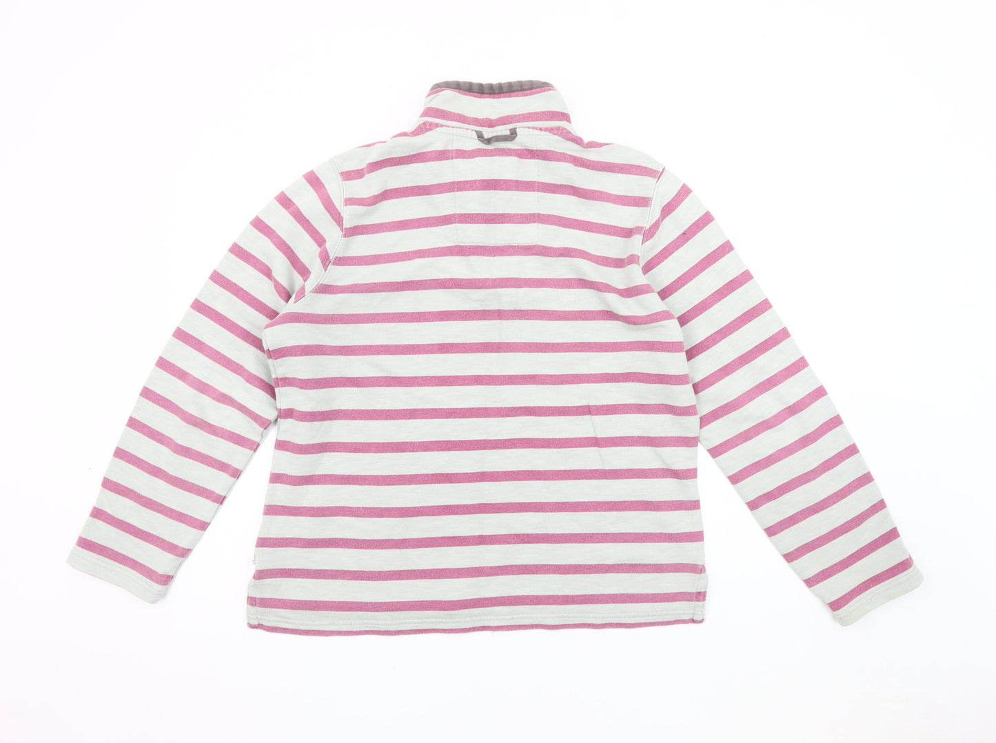 Seasalt Women's Pink Henley Striped Sweatshirt Size 12
