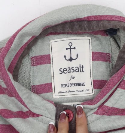 Seasalt Women's Pink Henley Striped Sweatshirt Size 12