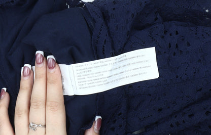 Hollister Women's Blue Lace Bodysuit, Off-Shoulder, M