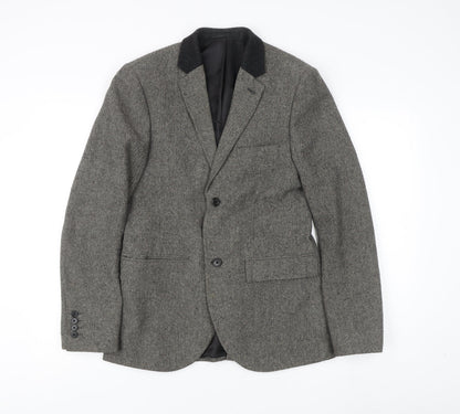 Mens UK Size 36 Topman Regular Grey Suit Jacket