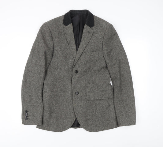 Mens UK Size 36 Topman Regular Grey Suit Jacket