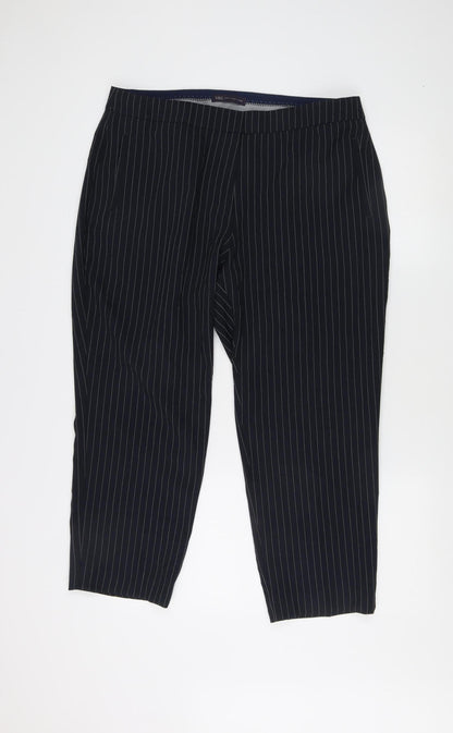 Marks and Spencer Women Black Striped Trousers Size 16
