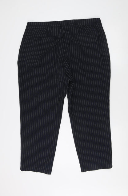 Marks and Spencer Women Black Striped Trousers Size 16