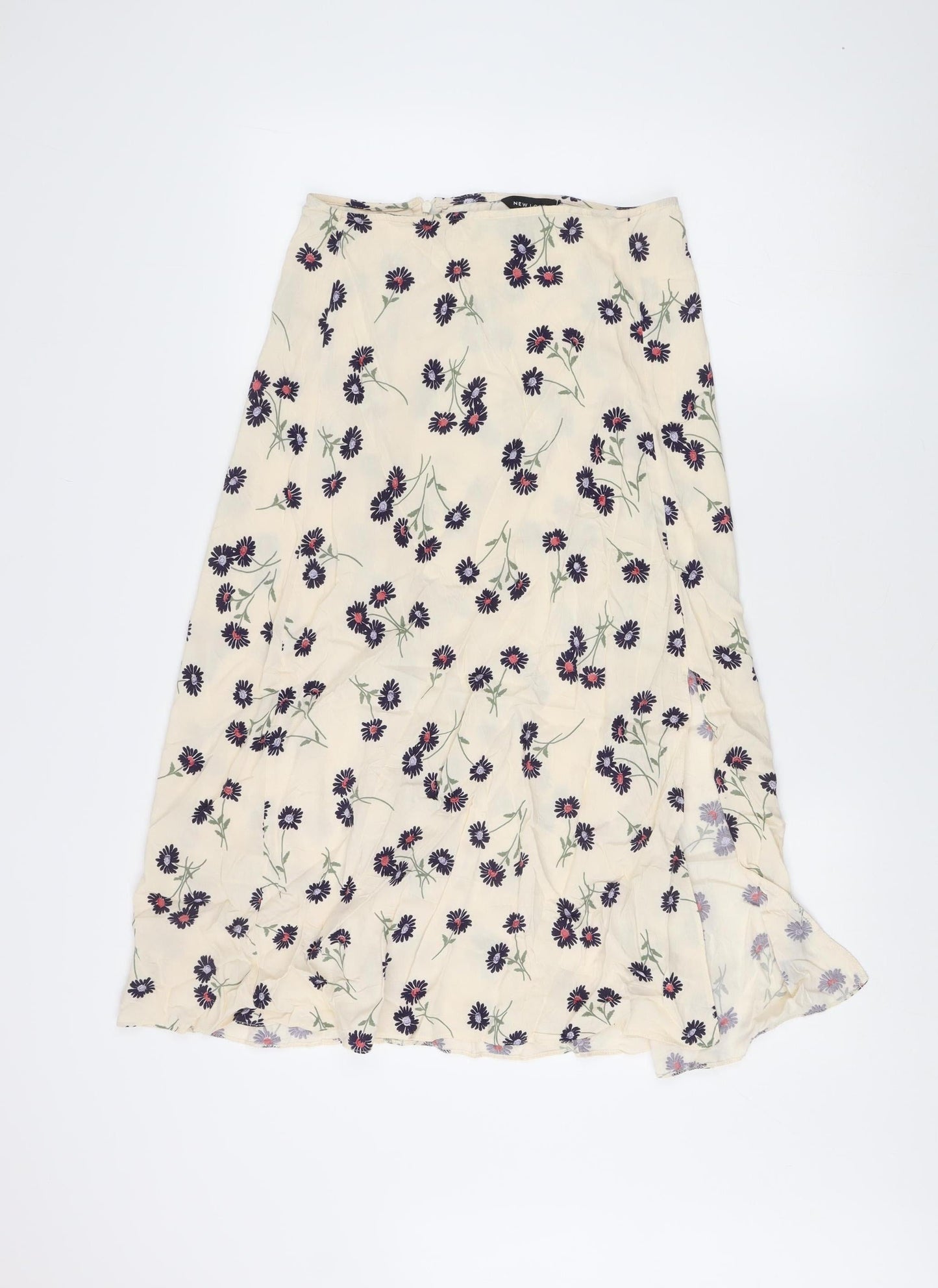 New Look Women's Ivory Floral Midi Skirt Size 10