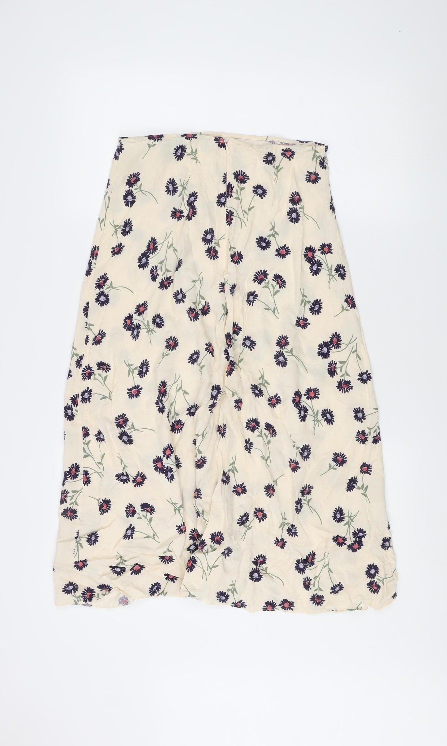 New Look Women's Ivory Floral Midi Skirt Size 10