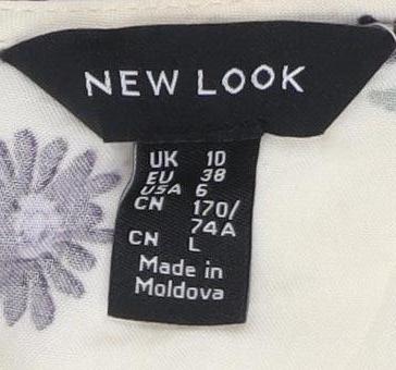 New Look Women's Ivory Floral Midi Skirt Size 10