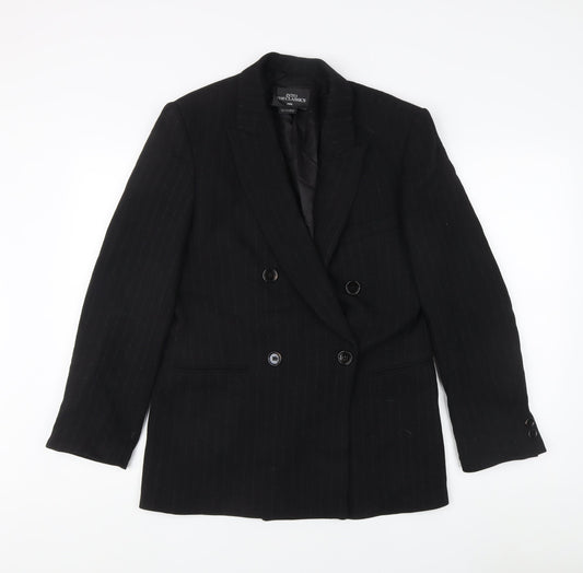 Zara Women's Black Pinstripe Double-Breasted Jacket Size 4