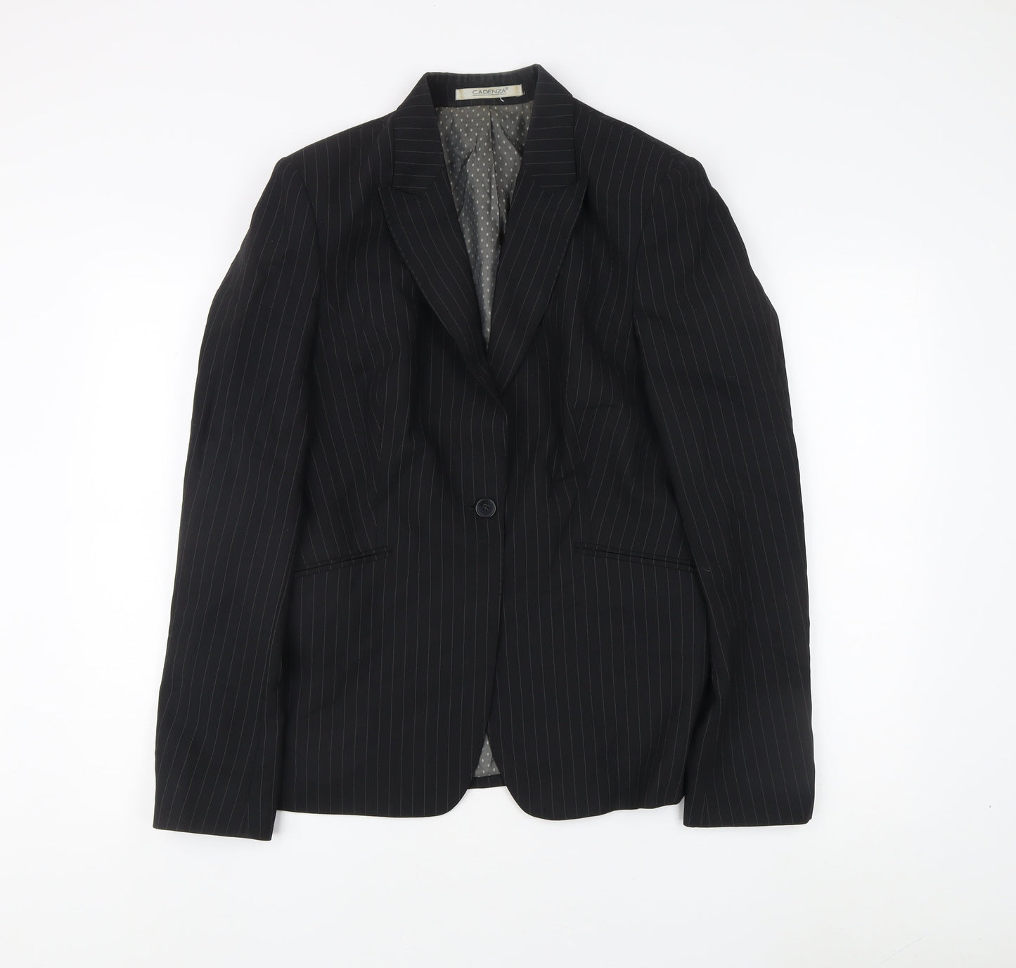 Cadenza Women's Black Pinstripe Suit Jacket, Size 16