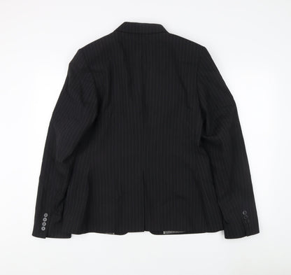 Cadenza Women's Black Pinstripe Suit Jacket, Size 16
