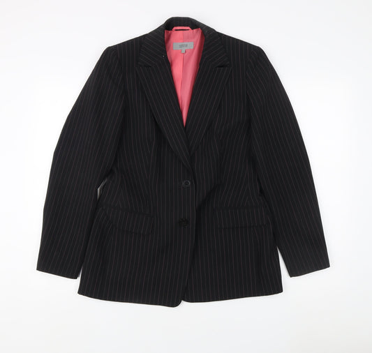 Marks and Spencer Women's Black Pinstripe Blazer - Size 12