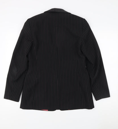 Marks and Spencer Women's Black Pinstripe Blazer - Size 12