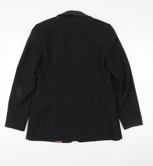 Marks and Spencer Women's Black Pinstripe Blazer - Size 12