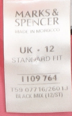 Marks and Spencer Women's Black Pinstripe Blazer - Size 12