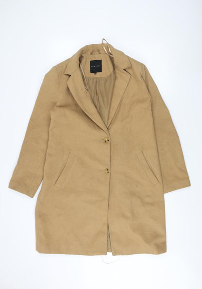 New Look Women's Beige Wool Overcoat Size 14