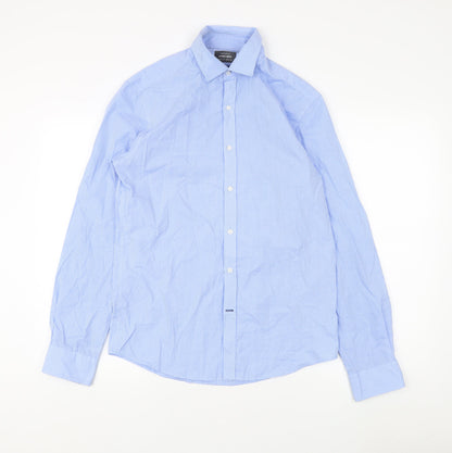 Sfera Men's Blue Check Dress Shirt, Size S, Regular Fit