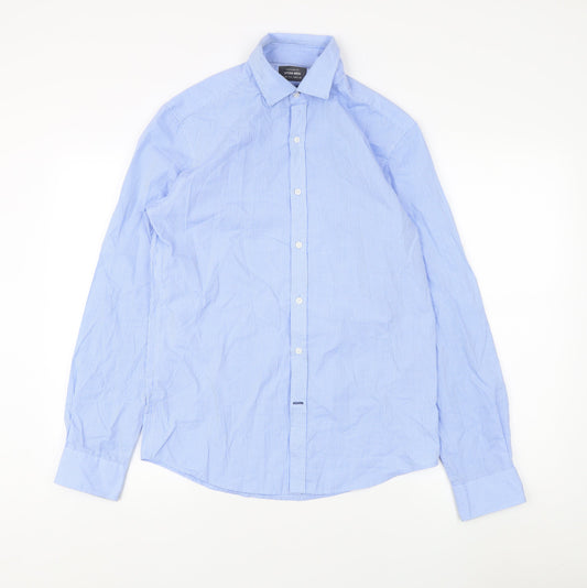 Sfera Men's Blue Check Dress Shirt, Size S, Regular Fit