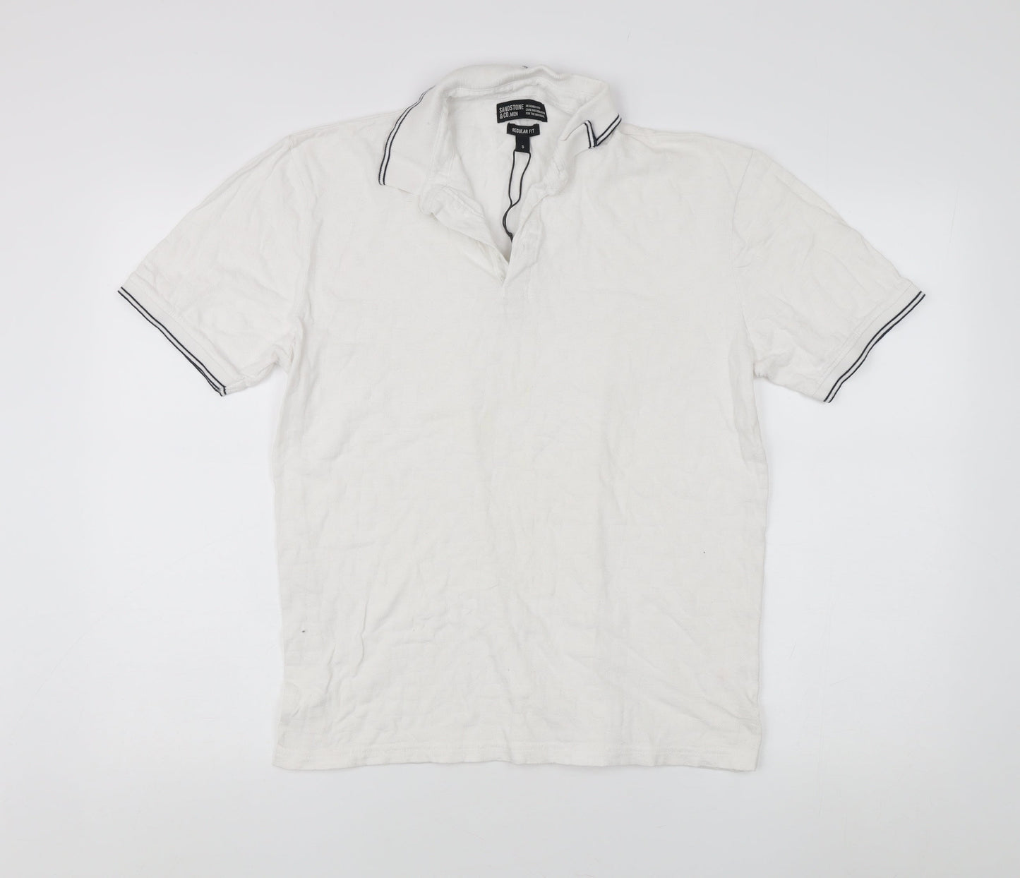 Sandstone & Co. Men's White Polo, Regular Fit, Size S