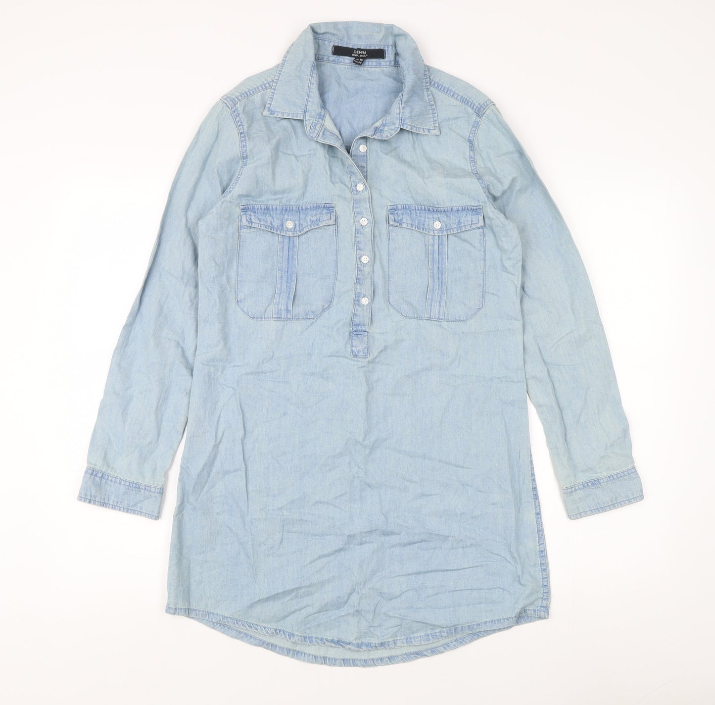 Womens UK Size 10 Select Blue Tunic Button-Up