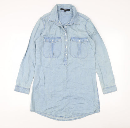 Womens UK Size 10 Select Blue Tunic Button-Up
