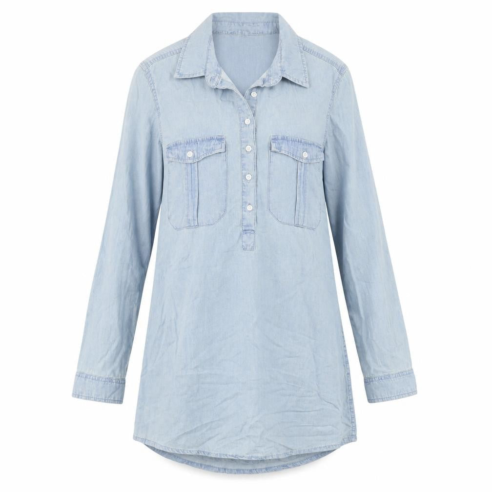 Womens UK Size 10 Select Blue Tunic Button-Up