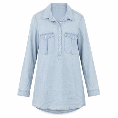 Womens UK Size 10 Select Blue Tunic Button-Up