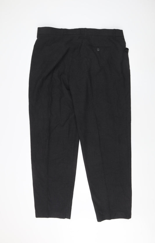 Linea Men's Black 40R Regular Trousers