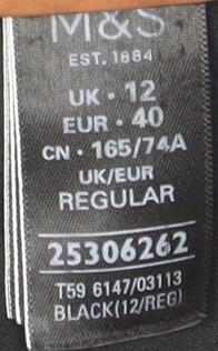 Womens UK Size 12 Marks and Spencer Regular Fit Business Casual Black Trousers