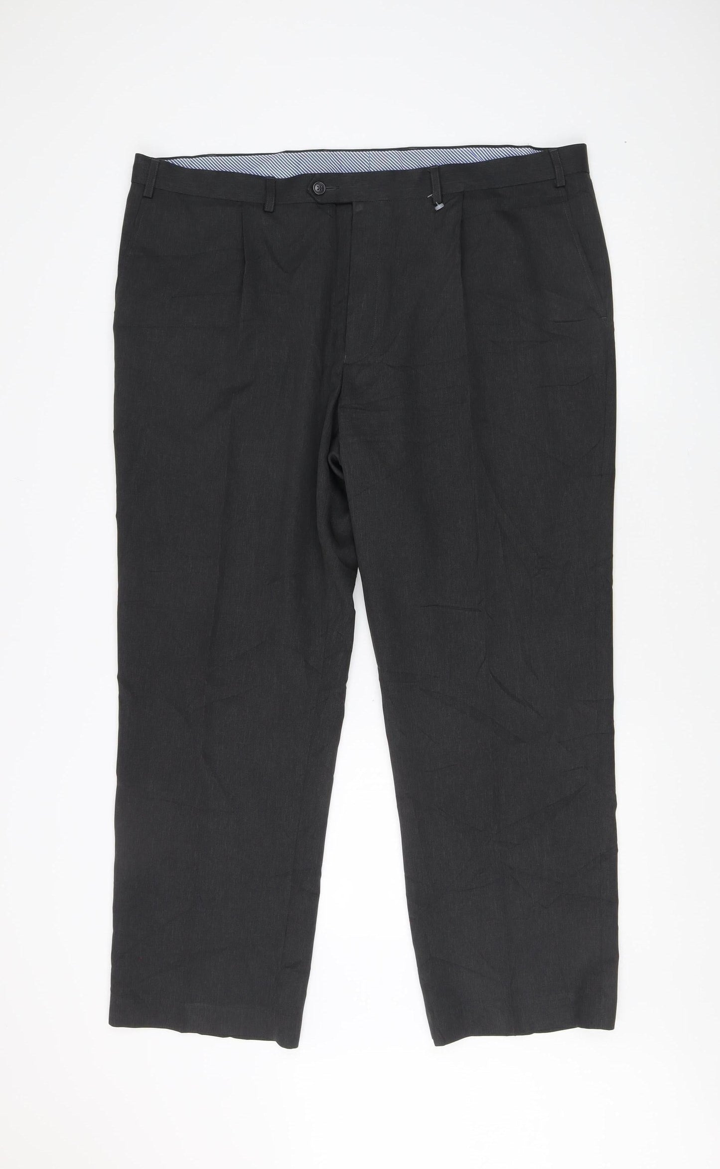 Marks and Spencer Men's Black Regular Trousers 42