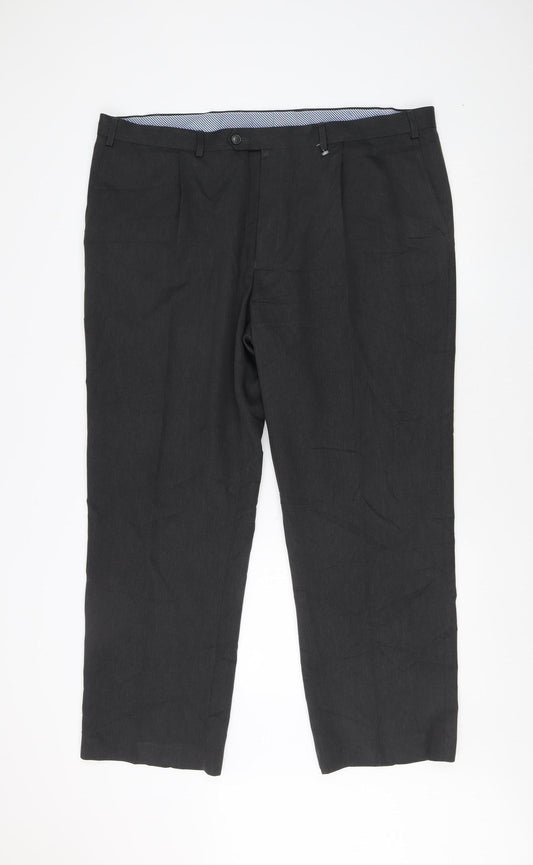 Marks and Spencer Men's Black Regular Trousers 42