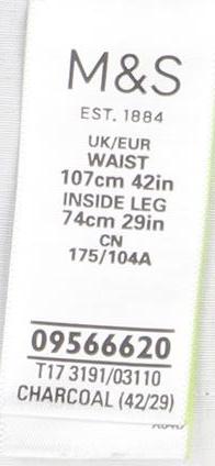 Marks and Spencer Men's Black Regular Trousers 42