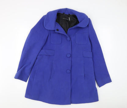 Marks & Spencer Women's Blue Mid-Length Coat, Size 14