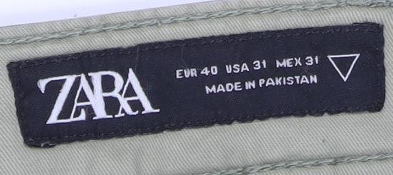 Womens UK Size 12 Zara Regular Fit Chino Green Trousers