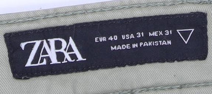 Womens UK Size 12 Zara Regular Fit Chino Green Trousers